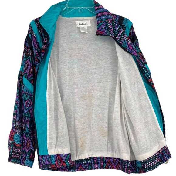 Vtg Rafael Wind Breaker Jacket FullZip Dopamine Colorful Aztec Southwest 90s XS - Picture 3 of 11